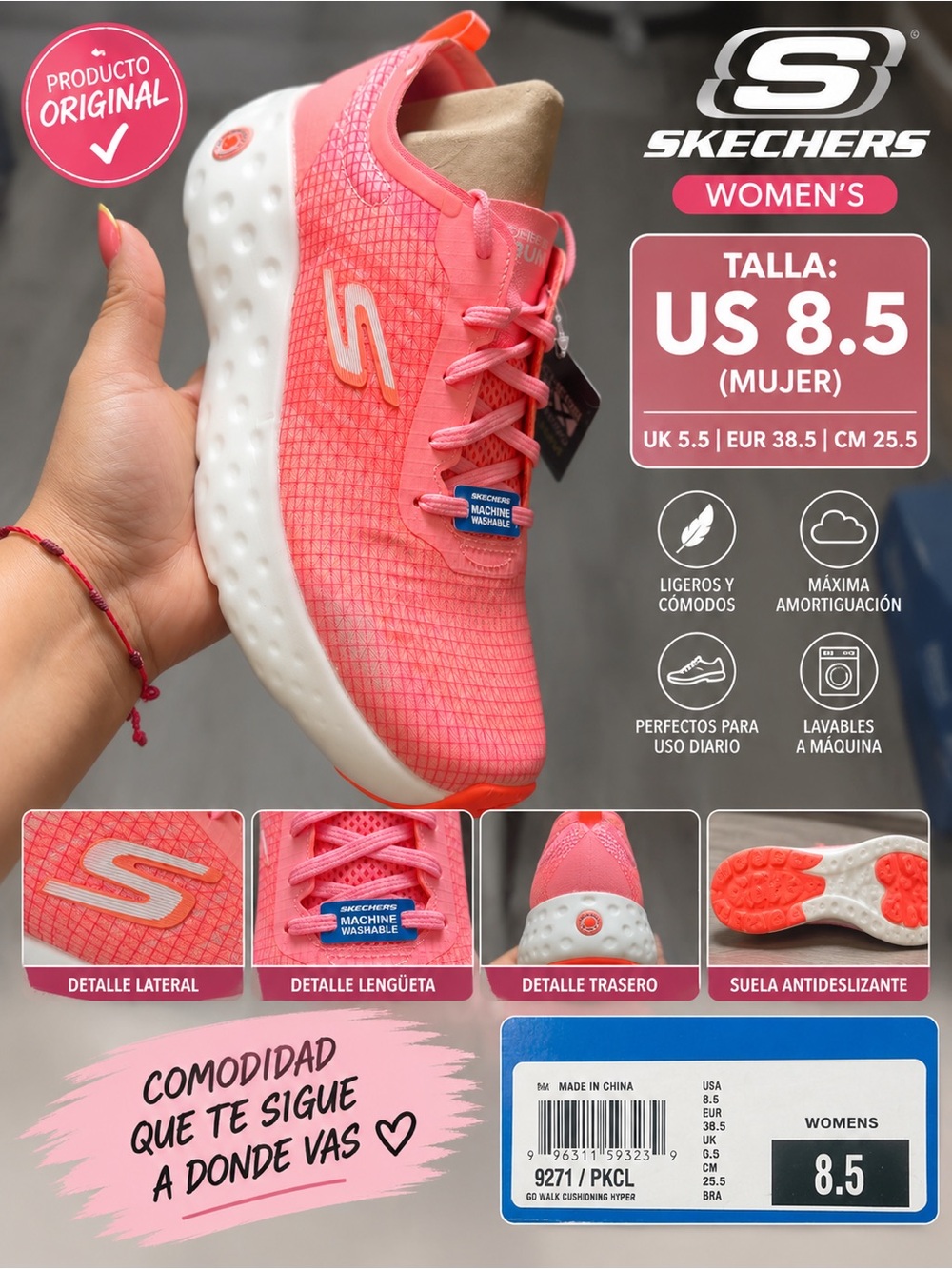 Skechers Women's Coral Pink Slip-On Athletic Sneakers
